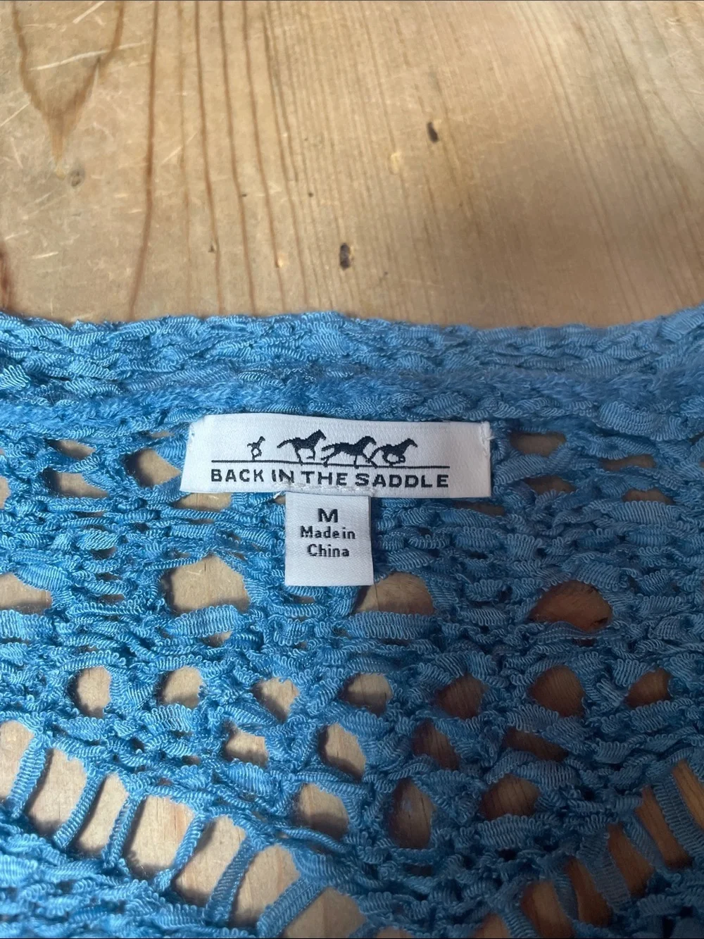 Crochet Open Knit Light Blue Open-Front Cardigan Sweater Western